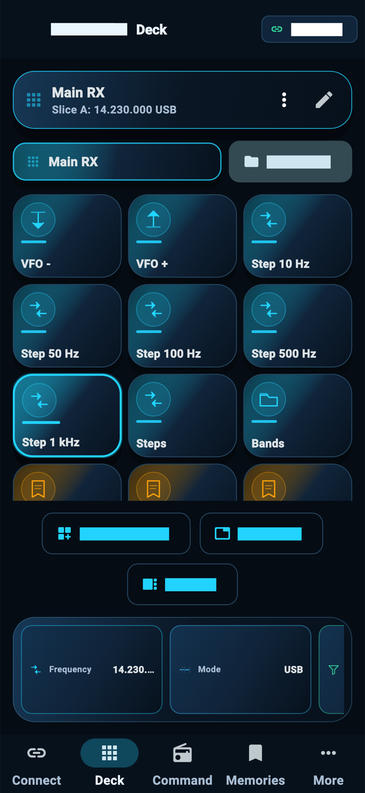StationPilot Deck controls screen on iPhone